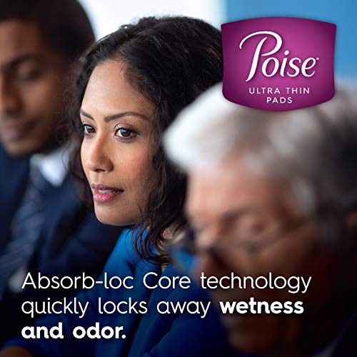 Poise Ultra Thin Incontinence Pads for Women, Moderate Absorbency, Regular Le...
