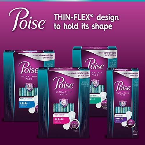 Poise Ultra Thin Incontinence Pads for Women, Moderate Absorbency, Regular Le...