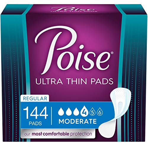 Poise Ultra Thin Incontinence Pads for Women, Moderate Absorbency, Regular Le...