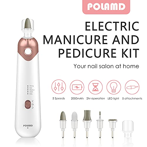 Professional Manicure Pedicure Kit, Electric Nail File Set, Cordless Electric...