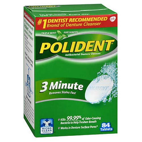 Polident 3-Minute Antibacterial Denture Cleanser-84 ct