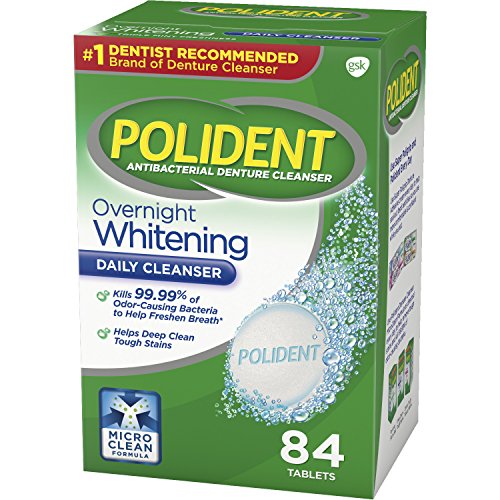 Polident Overnight Whitening Denture Cleanser Tablets, 84 Count