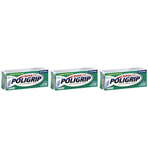 Super Poligrip Denture Adhesive Cream 0.75 Oz Travel Size (Pack of 3)