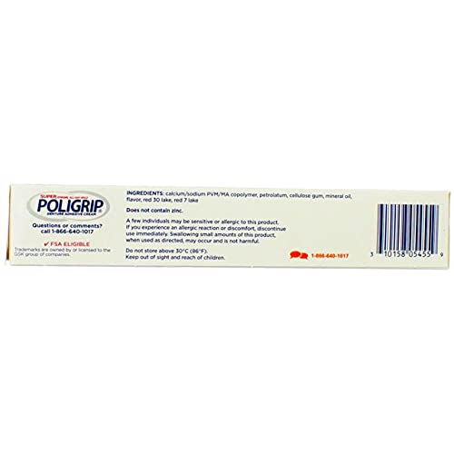 SUPER POLIGRIP Denture Adhesive Cream Original 2.40 oz (Pack of 4)