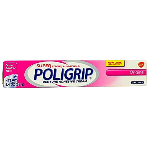 SUPER POLIGRIP Denture Adhesive Cream Original 2.40 oz (Pack of 4)
