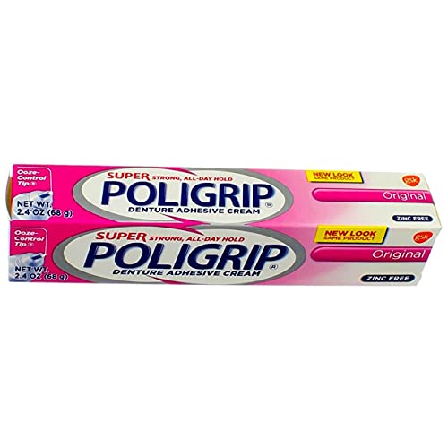 SUPER POLIGRIP Denture Adhesive Cream Original 2.40 oz (Pack of 4)