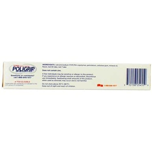 SUPER POLIGRIP Denture Adhesive Cream Original 2.40 oz (Pack of 4)