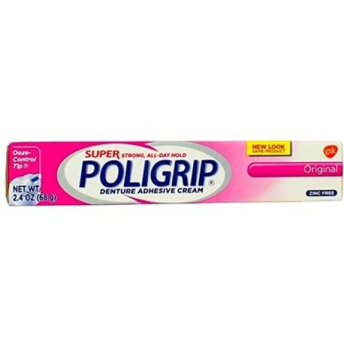 SUPER POLIGRIP Denture Adhesive Cream Original 2.40 oz (Pack of 4)