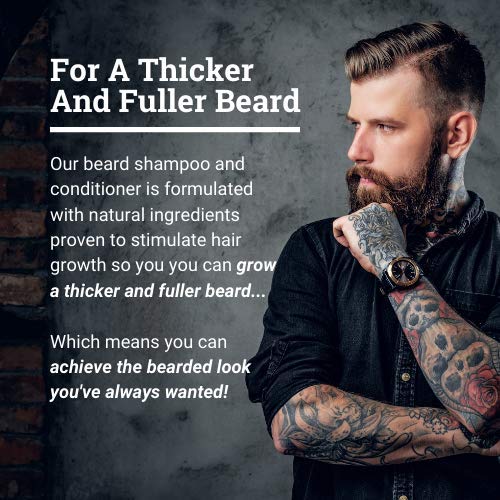 Beard Shampoo and Conditioner Set - Beard Wash and Conditioner for Men With B...