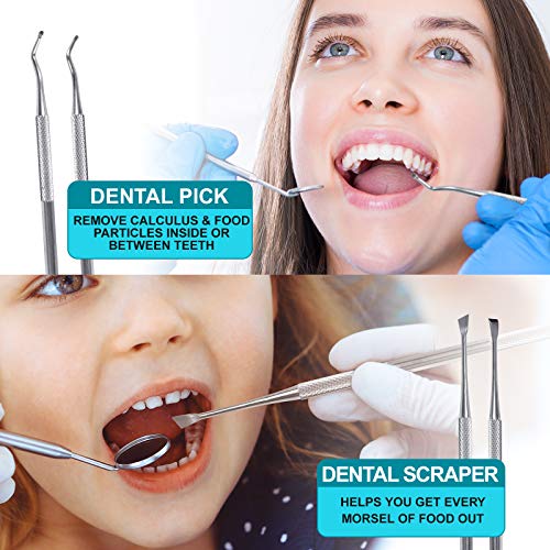 Dental Tools, 6 Pack Teeth Cleaning Tools Stainless Steel Dental Scraper, Sca...