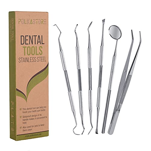 Dental Tools, 6 Pack Teeth Cleaning Tools Stainless Steel Dental Scraper, Sca...