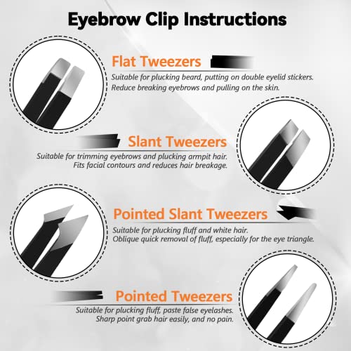 Tweezers Set for Women & Men, 4 PCS Professional Stainless Steel Eyebrow Twee...