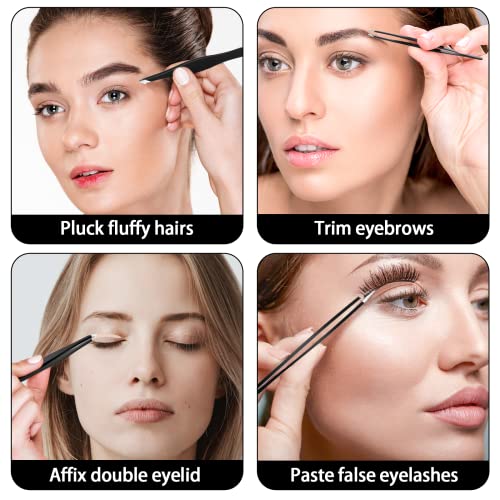 Tweezers Set for Women & Men, 4 PCS Professional Stainless Steel Eyebrow Twee...