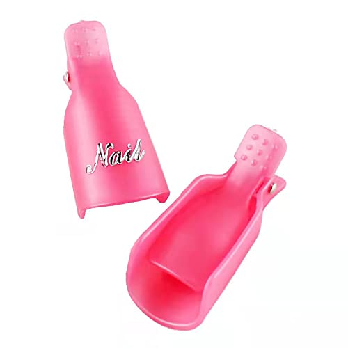 (10 Pcs Pink) Plastic Acrylic Nail Art Soak Off Cap Clip UV Gel Polish Remove...