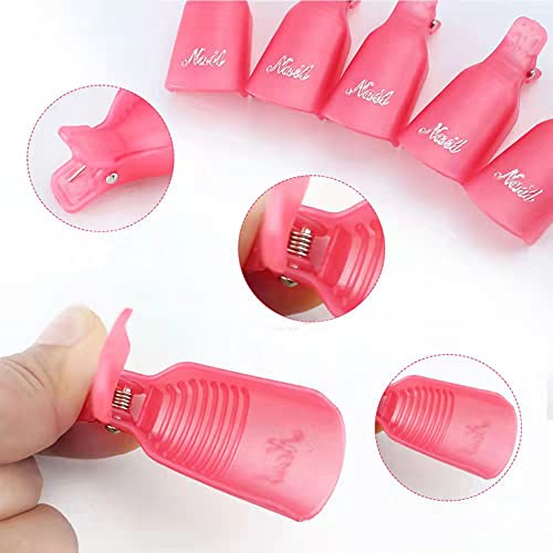 (10 Pcs Pink) Plastic Acrylic Nail Art Soak Off Cap Clip UV Gel Polish Remove...