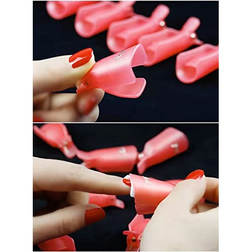 (10 Pcs Pink) Plastic Acrylic Nail Art Soak Off Cap Clip UV Gel Polish Remove...