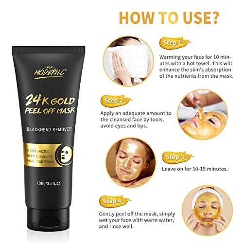 Blackhead Remover Mask, 24K Gold Peel Off Mask, Gold Facial Mask Anti-Aging, ...