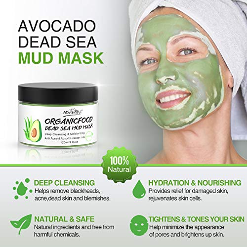 Clay Mask Organic Avocado Vegan Dead Sea Mud Mask Nourishing Hydration Deep C...