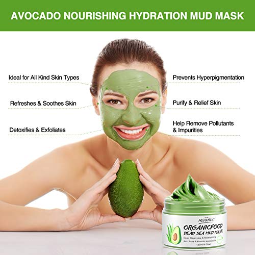Clay Mask Organic Avocado Vegan Dead Sea Mud Mask Nourishing Hydration Deep C...
