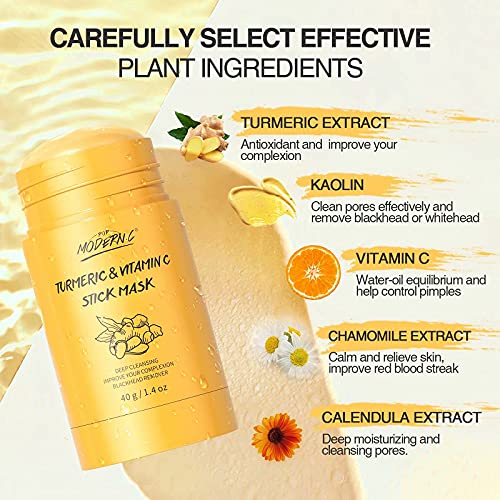 Turmeric Clay Stick Mask Organic Vitamin C Purifying Clay Mask Blackhead Clea...