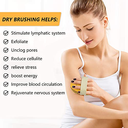 Dry Brushing Body Brush, POPCHOSE Natural Bristle Dry Skin Exfoliating Brush ...