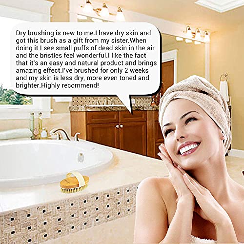 Dry Brushing Body Brush, POPCHOSE Natural Bristle Dry Skin Exfoliating Brush ...