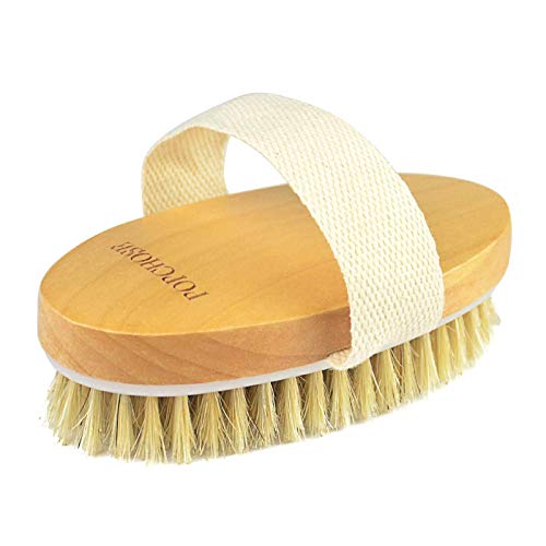 Dry Brushing Body Brush, POPCHOSE Natural Bristle Dry Skin Exfoliating Brush ...