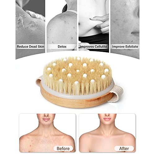 POPCHOSE Body Exfoliator Dry Brush, Dry Brushing Exfoliating Body Brush for D...