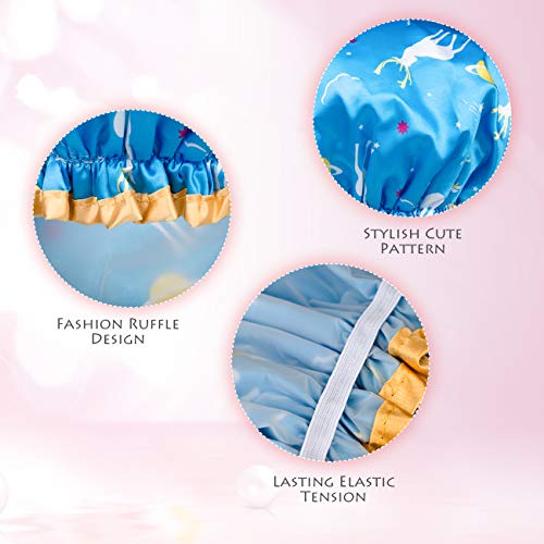 POPCHOSE Shower Cap, Large Shower Caps for Women Long Hair, Reusable Double L...