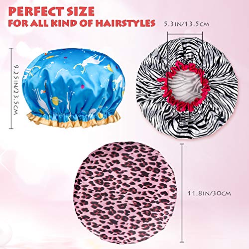 POPCHOSE Shower Cap, Large Shower Caps for Women Long Hair, Reusable Double L...