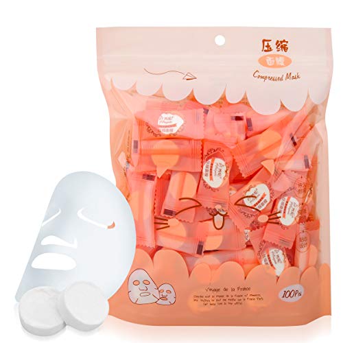 100 Pieces Compressed Facial Mask Disposable Cotton Face Mask Sheet Grain Ski...