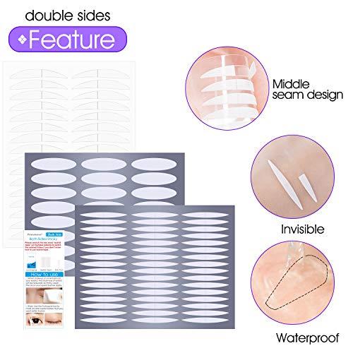2512Pcs/8Styles/8Packs Natural One/Two-Sided Sticky Eyelid Lift Strips, Insta...
