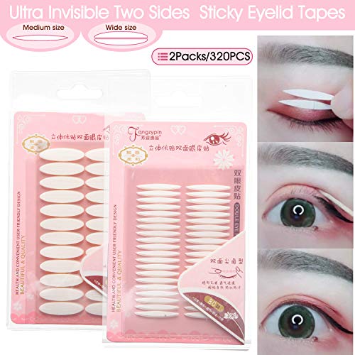 2Packs Slim Wide Size Two-Sided Sticky Double Eyelid Tapes Strips, Medical-us...