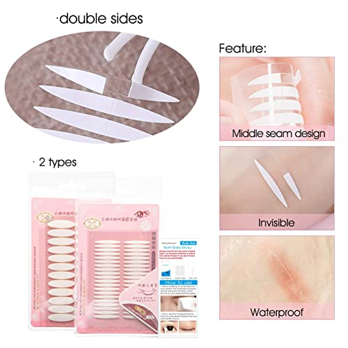 2Packs Slim Wide Size Two-Sided Sticky Double Eyelid Tapes Strips, Medical-us...