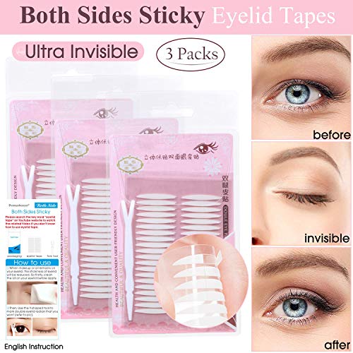 3 Packs Ultra Invisible Double Sided Sticky Double Eyelid Tapes Stickers, Med...