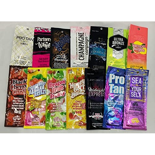 10 New Tanning Lotion Sample Packets - Major Brands Bronzer & Intensifier - 1...