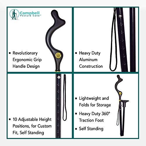 The Original Campbell Posture Cane Foldable Walking Cane for Men and Women - ...