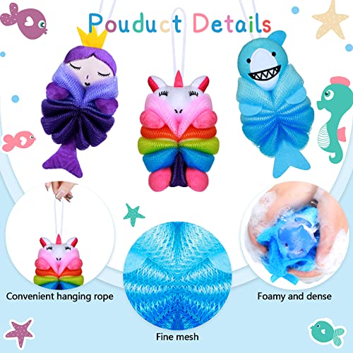 6 Pieces Kids Bath Sponge Animal Loofah for Kids Exfoliating Children Bath Po...