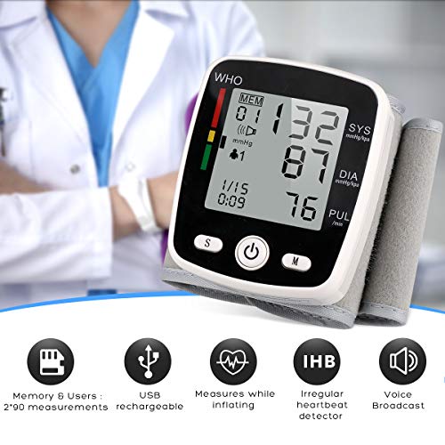 potulas Blood Pressure Monitor, Wrist Blood Pressure Cuff Monitor with USB Ch...