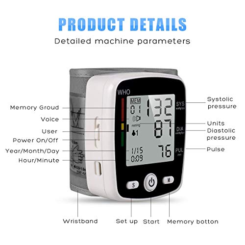 potulas Blood Pressure Monitor, Wrist Blood Pressure Cuff Monitor with USB Ch...
