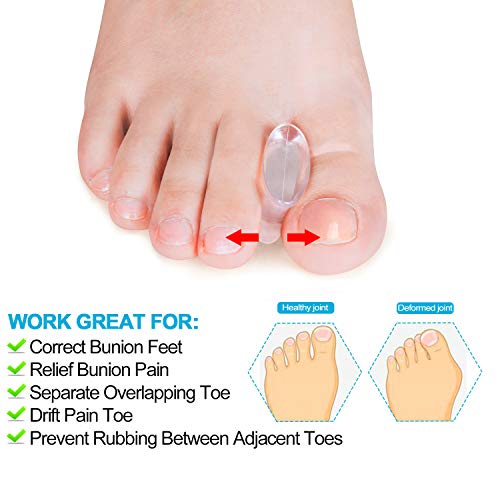 Povihome 10 Pack Gel Bunion Corrector and Toe Spacers Separators and Straight...