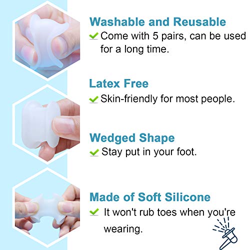 Povihome 10 Pack Toe Spacers Separators(1/2'' Thick), Bunion Corrector Gel Or...