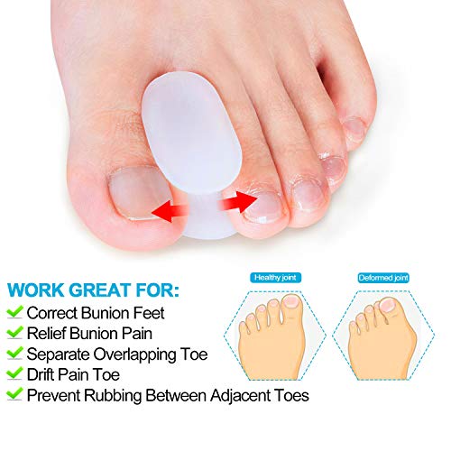 Povihome 10 Pack Toe Spacers Separators(1/2'' Thick), Bunion Corrector Gel Or...