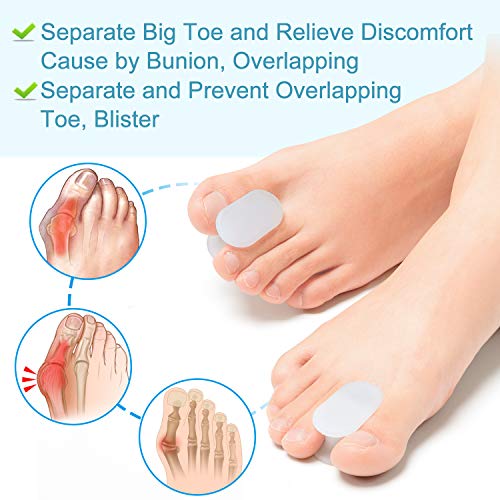 Povihome 10 Pack Toe Spacers Separators(1/2'' Thick), Bunion Corrector Gel Or...