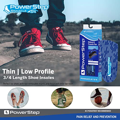 Powerstep SlimTech Pinnacle 3/4 Insole, Blue, Men's 10-10.5 / Women's 12