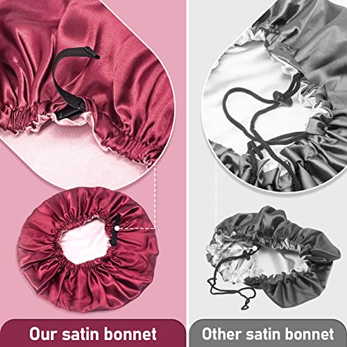Satin Bonnet Silk Sleep Cap: 2PCS Extra Large Silk Bonnets for Curly Hair, Br...