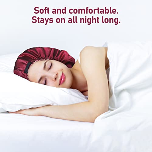 Satin Bonnet Silk Sleep Cap: 2PCS Extra Large Silk Bonnets for Curly Hair, Br...