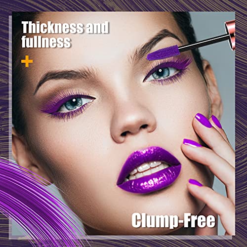 4D Silk Fiber Lash Mascara Waterproof Smudge-Purple Blue Green colorful Masca...