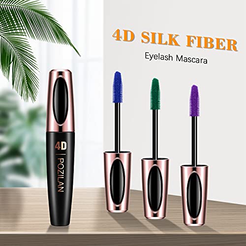 4D Silk Fiber Lash Mascara Waterproof Smudge-Purple Blue Green colorful Masca...