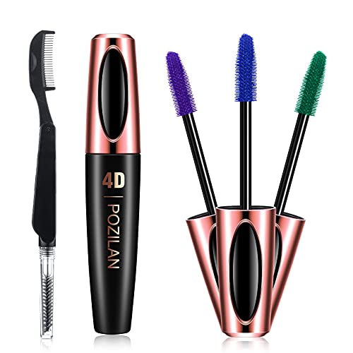 4D Silk Fiber Lash Mascara Waterproof Smudge-Purple Blue Green colorful Masca...